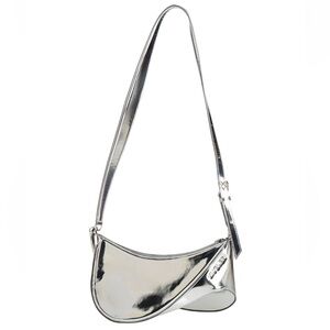 Mugler silver mirror-leather logo handbag